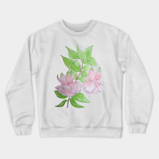 Pink fuchsia flowers with leaves floral Crewneck Sweatshirt